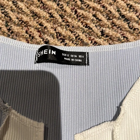 nwot shein blue and white ladder tie front tank crop top - Picture 4 of 4